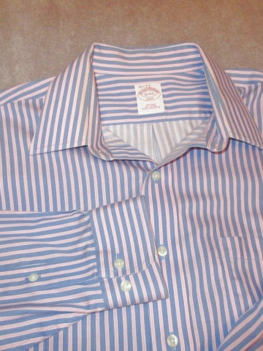 Vtg Brooks Brothers Shirt Mens 16 4/5 L Button Up Striped No Iron Casual Dress